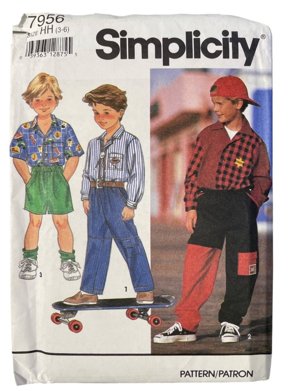 Vintage 90s Simplicity 7956 Pattern Size 3-6 Boys Pants Or Shorts & Shirt UNCUT